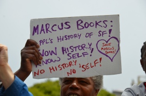 Supporters of Marcus Books rally to save the historic business, a cornerstone of San Francisco’s African American community. Photo by Steve Rhodes/Flickr.